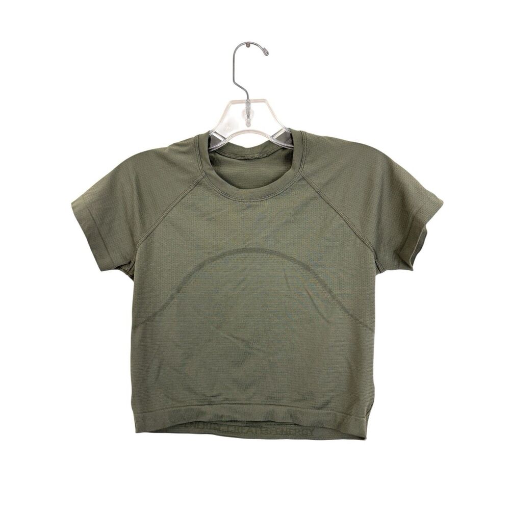 Lululemon Swiftly Tech Cropped Short Sleeve Shirt Women’s Size 6 Olive Green